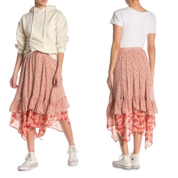 Free People Zuma Drippy Boho Mid Skirt Size 8 NWT - Picture 8 of 11